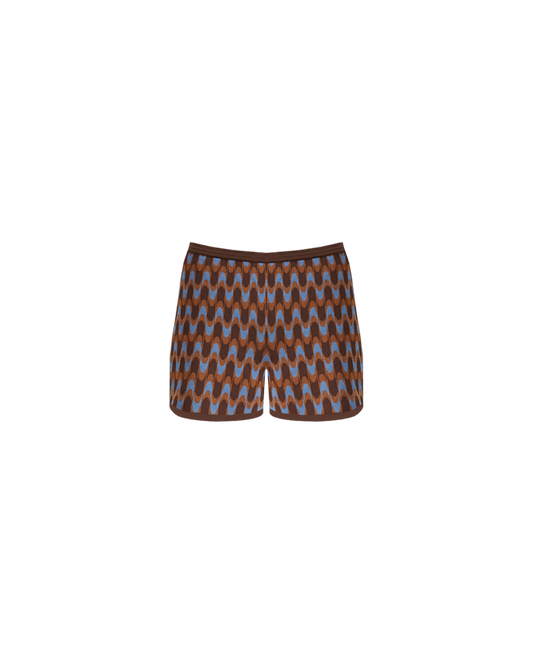 DONNA SHORTS BLUE BROWN KNIT WAVE