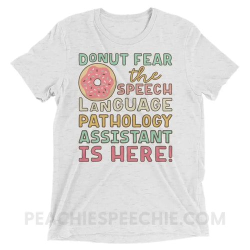 Donut Fear The SLPA Is Here Tri-Blend Tee - White Fleck Triblend / XS - T-Shirts & Tops peachiespeechie.com