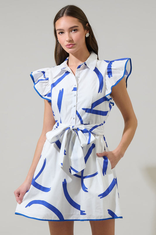 Dorma Strokes Maia Ruffle Collared Dress