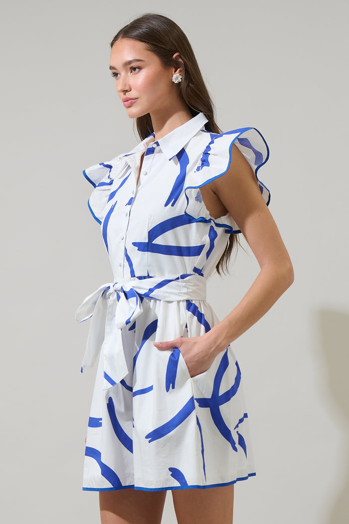 Dorma Strokes Maia Ruffle Collared Dress