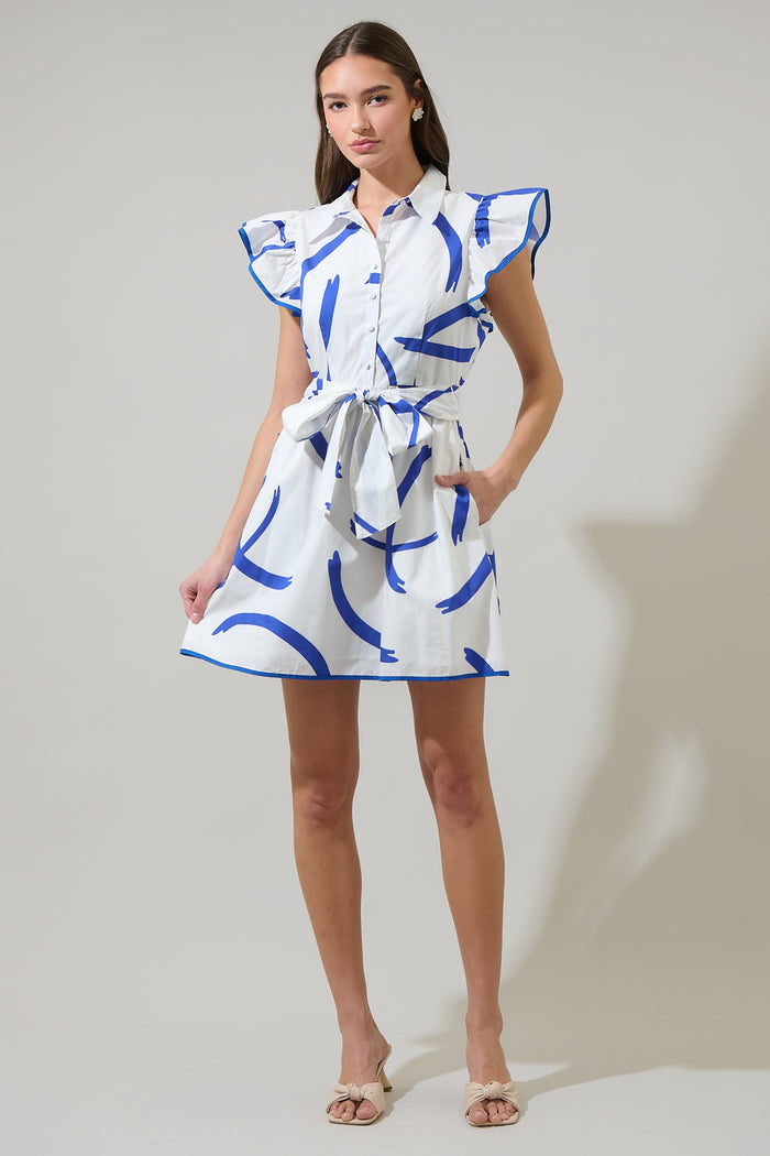 Dorma Strokes Maia Ruffle Collared Dress