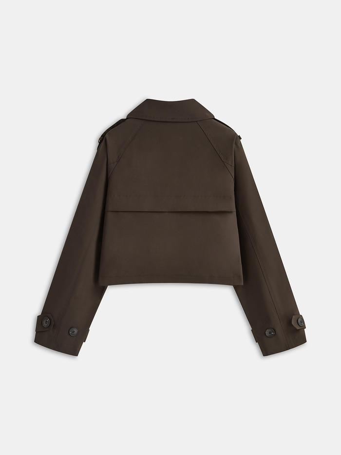 Double-Button Cropped Trench Coat