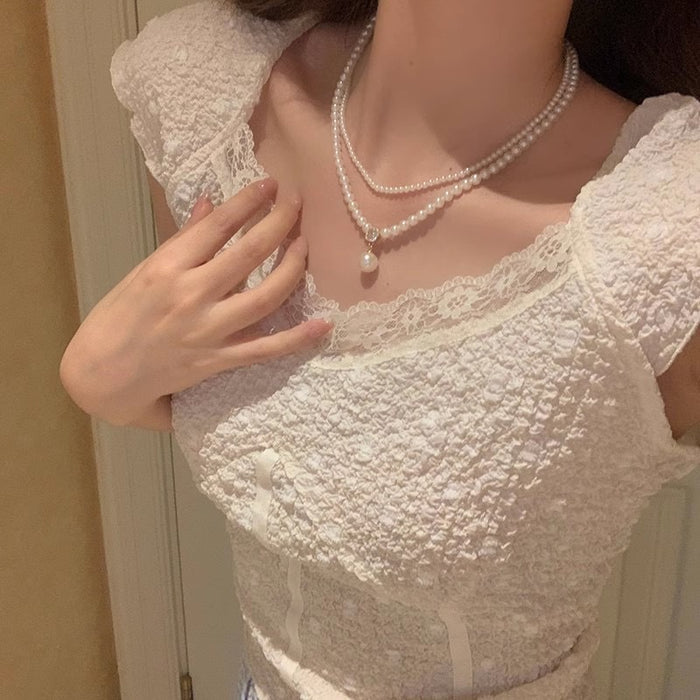Double Layer Pearl Necklace fashionnsio