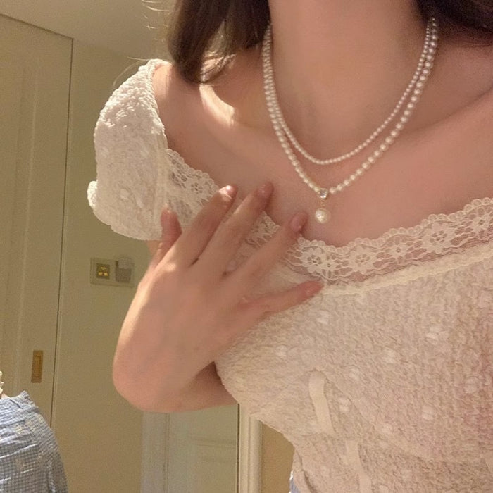 Double Layer Pearl Necklace fashionnsio