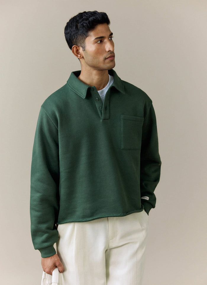 Dudley Boxy Sweatshirt | Cotton | Forest