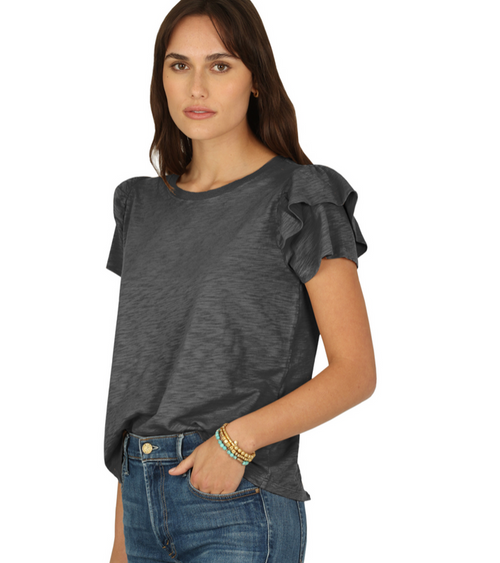 Dylan Short Sleeve Ruffle Tee