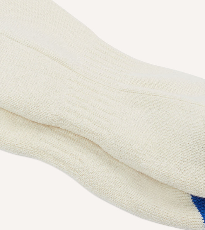 Ecru, Green and Orange 3 Stripe Cotton Sports Sock