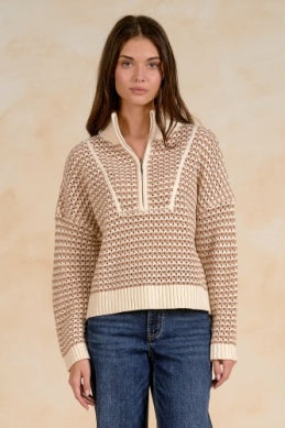 Elan Top Sweater 1/4 Zip Open Knit