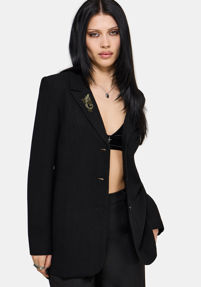 Ellis Embroidered Longline Blazer