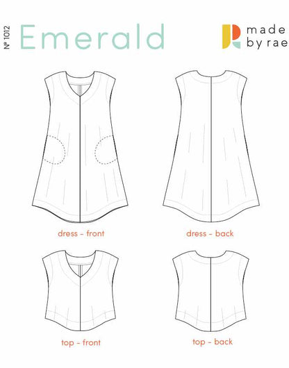 Made by Rae Dresses Emerald Dress & Top Sewing Pattern, Made by Rae 15813