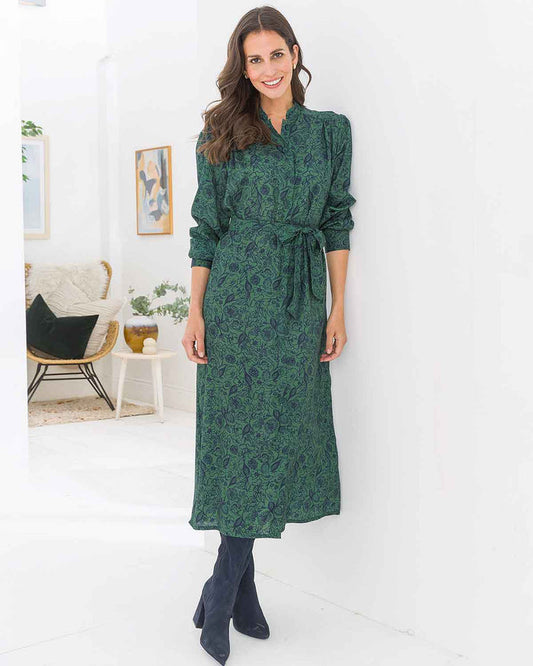 Emma Patterned Tencel Long Sleeve Shirt Dress - Image 1 - The Classic Boutique