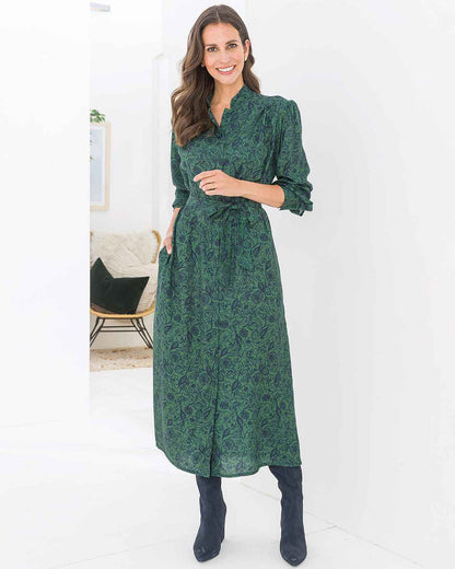 Emma Patterned Tencel Long Sleeve Shirt Dress - Image 2 - The Classic Boutique