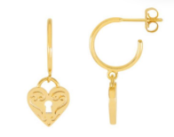 Gold Heart Padlock Hoop