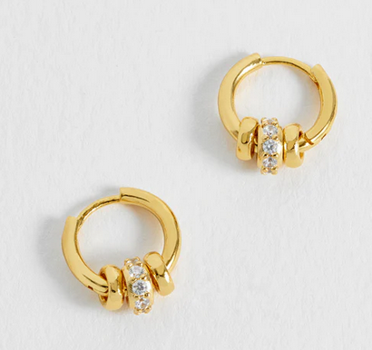 Gold Triple Disc CZ Hoop