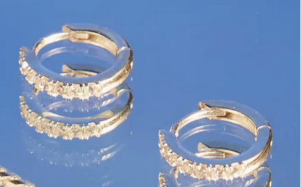 Silver Pave Set Hoop