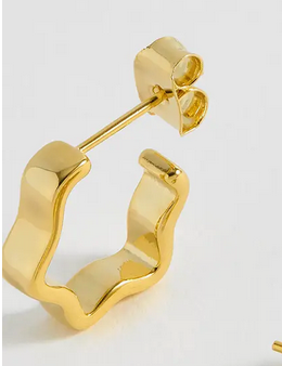 Gold Flat Wave Hoop