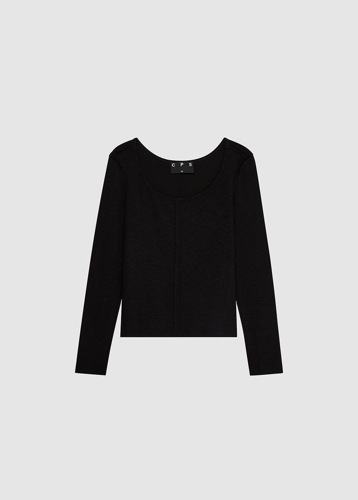 EXPOSED-STITCH LONG-SLEEVE TOP