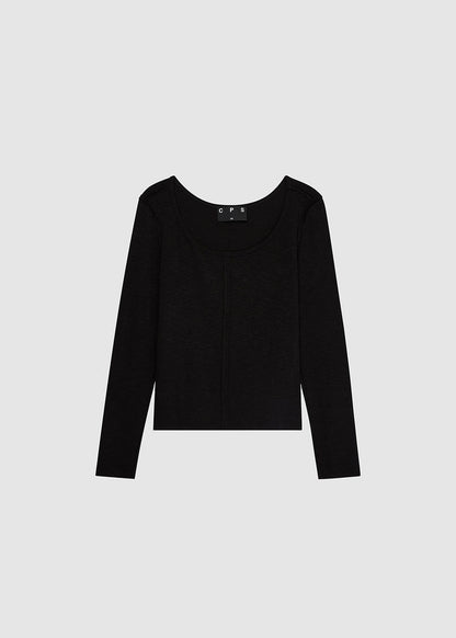 EXPOSED-STITCH LONG-SLEEVE TOP