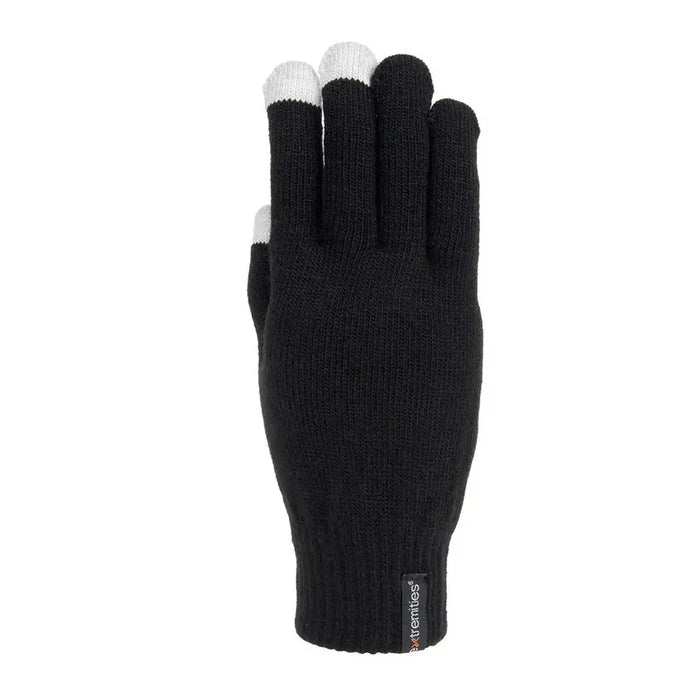 Right hand of Extremities Thinny Touchscreen Glove in Black on a white background