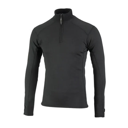 Front view of a Sub Zero Factor 2 Mens Long Sleeve Zip Neck Mid Layer Top  in colour black photographed on a white background