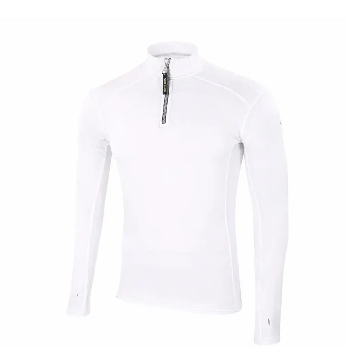Front view of a Sub Zero Factor 2 Mens Long Sleeve Zip Neck Mid Layer Top  in colour white photographed on a white background