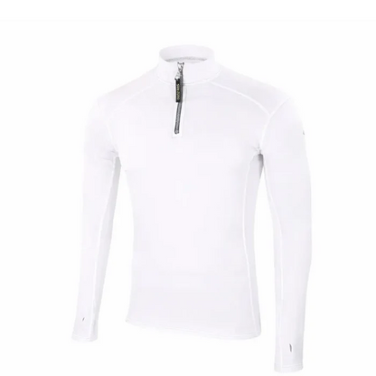 Front view of a Sub Zero Factor 2 Mens Long Sleeve Zip Neck Mid Layer Top  in colour white photographed on a white background