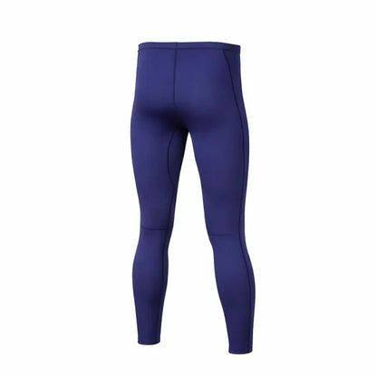Reverse detail of a Sub Zero Factor 2 mens thermal mid layer leggings with fly in navy colour photographed on a white background
