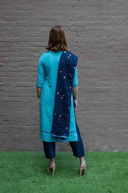 Fancy Cotton Silk Embroidered Pale Turquoise Salwar Kameez