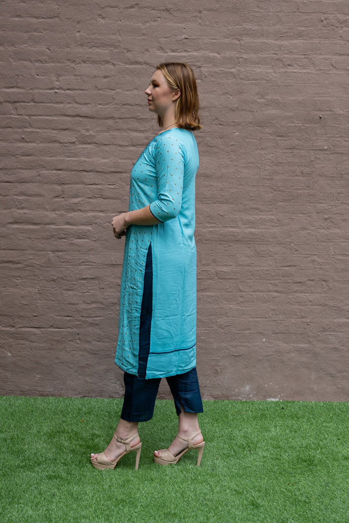 Fancy Cotton Silk Embroidered Pale Turquoise Salwar Kameez