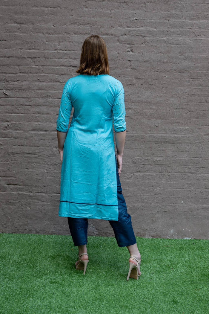 Fancy Cotton Silk Embroidered Pale Turquoise Salwar Kameez