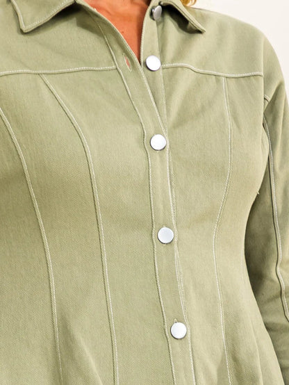 Fit-and-Flare Mini Denim Dress Olive-Cute-Trendy-Shop-Womens-Boutique-Clothing-Store