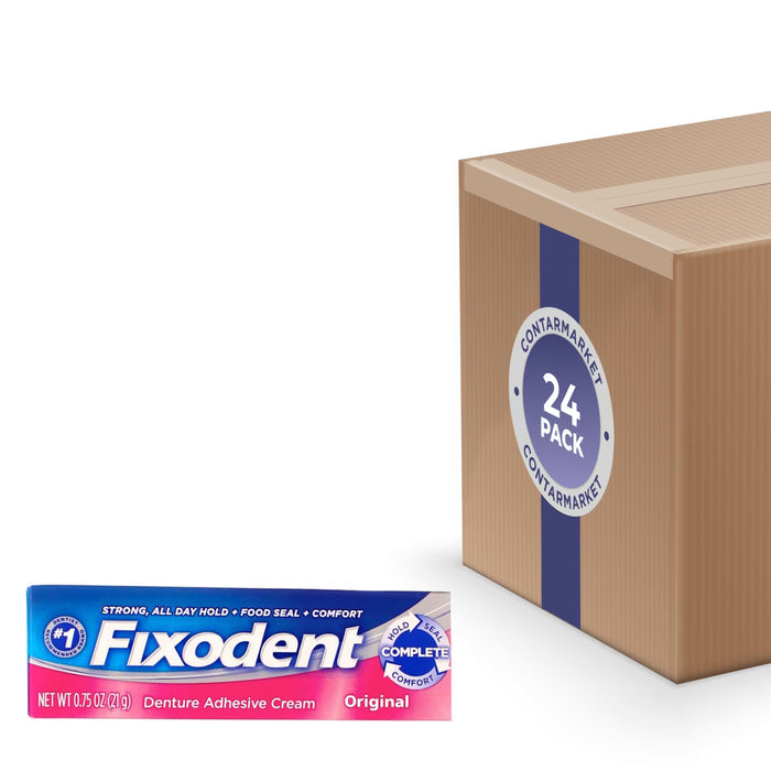 Fixodent Denture Adhesive Cream Travel Size, 0.75 oz - 24 Pack