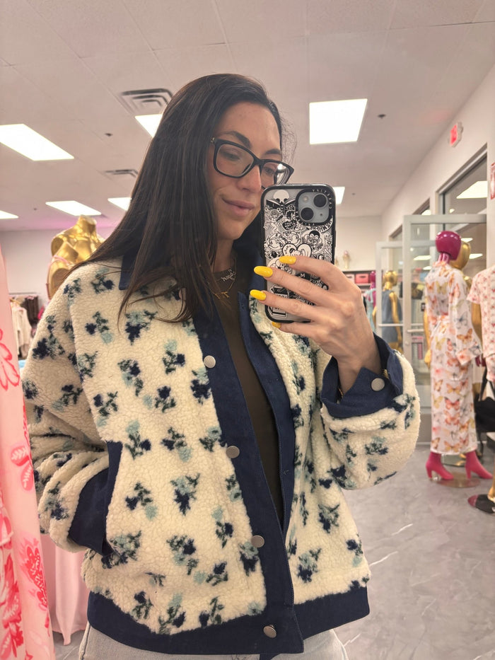 Floral Collared Button-Down Jacket - Intimate Whispers