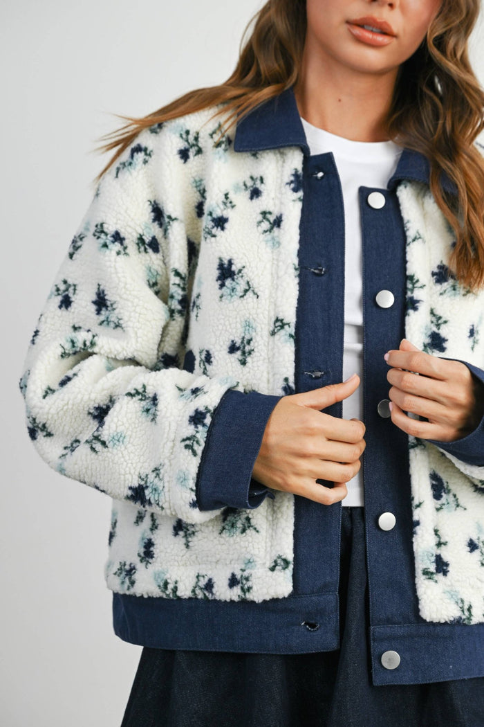 Floral Collared Button-Down Jacket - Intimate Whispers