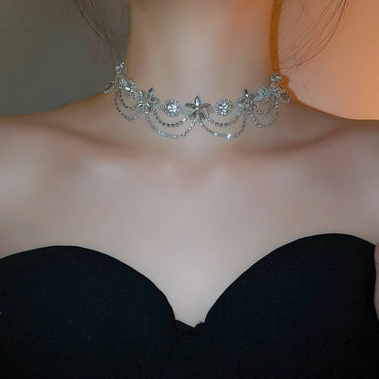Flower Diamond Choker Necklace - Fashionnsio