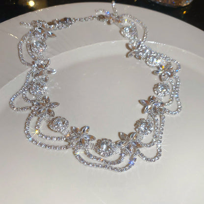 Flower Diamond Choker Necklace - Fashionnsio