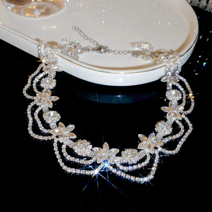 Flower Diamond Choker Necklace - Fashionnsio