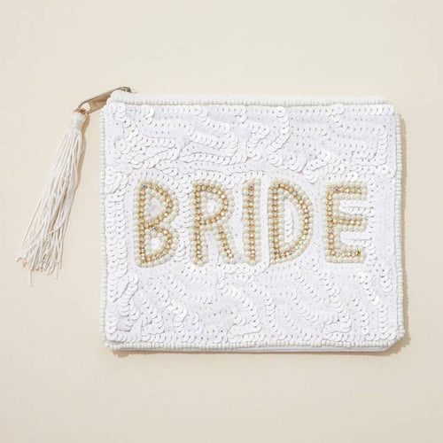 Frem "Bride" Sequin and Beaded Small Pouch with Tassel