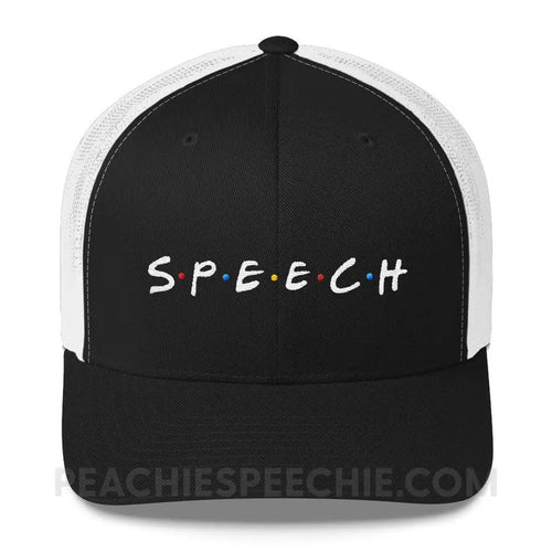 Friends Speech Trucker Hat - Black/ White - Hats peachiespeechie.com