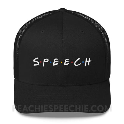Friends Speech Trucker Hat - Black - Hats peachiespeechie.com