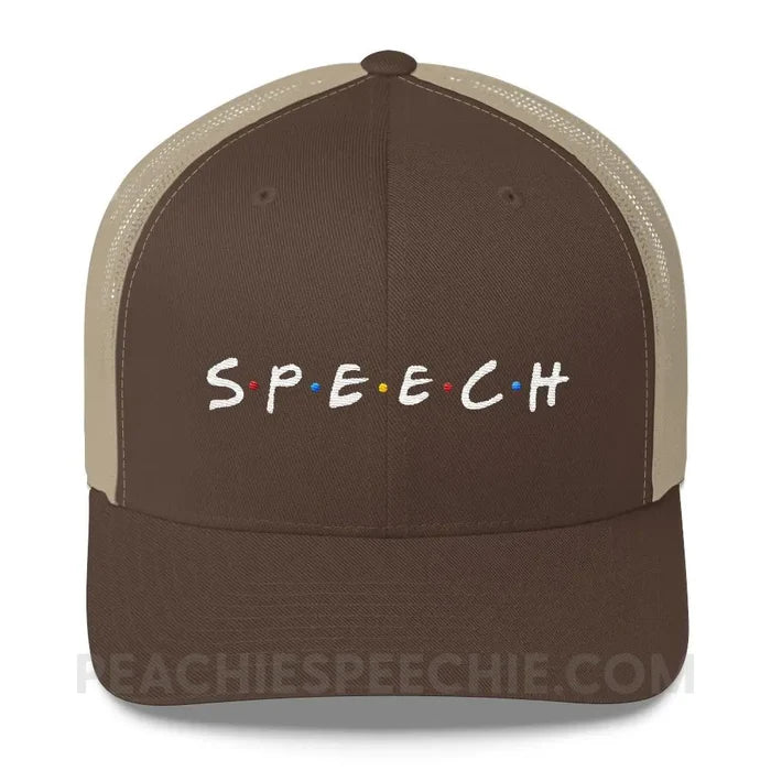 Friends Speech Trucker Hat - Brown/ Khaki - Hats peachiespeechie.com