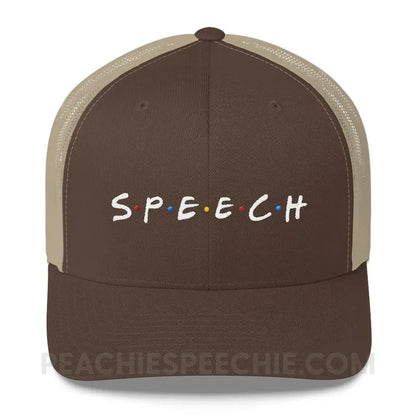 Friends Speech Trucker Hat - Brown/ Khaki - Hats peachiespeechie.com