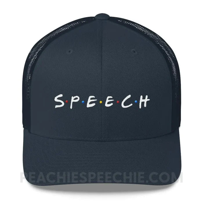 Friends Speech Trucker Hat - Navy - Hats peachiespeechie.com