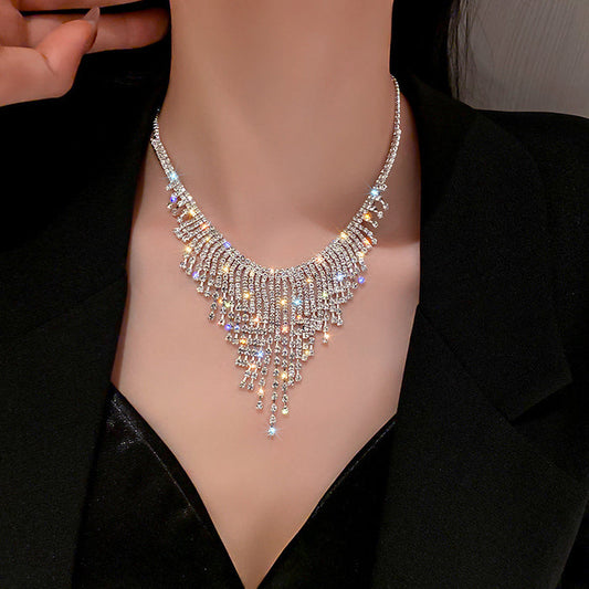 Fringe Statement Diamond Necklace - Fashionnsio