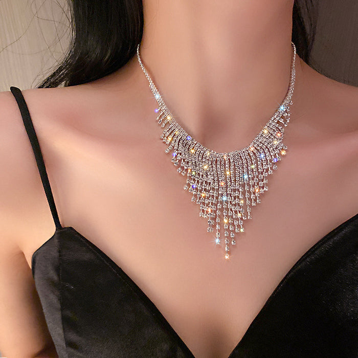 Fringe Statement Diamond Necklace - Fashionnsio