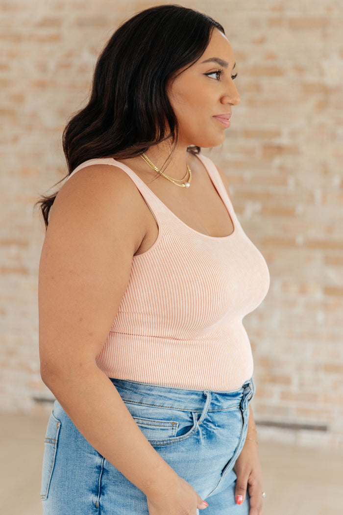 Fundamentals Ribbed Seamless Reversible Tank in Peach by Yelete