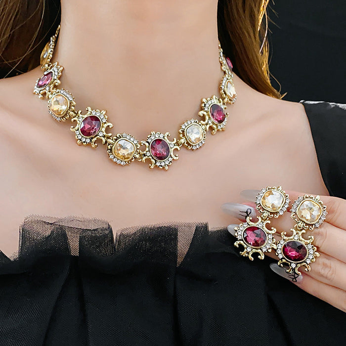 Gemstone Diamond Necklace Set - Fashionnsio