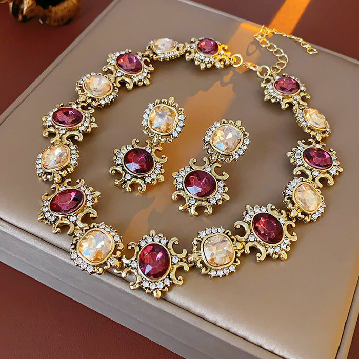 Gemstone Diamond Necklace Set - Fashionnsio