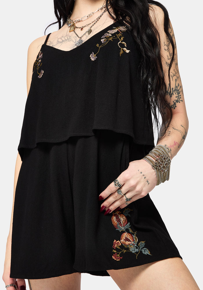 Genevra Embroidered Overlay Playsuit