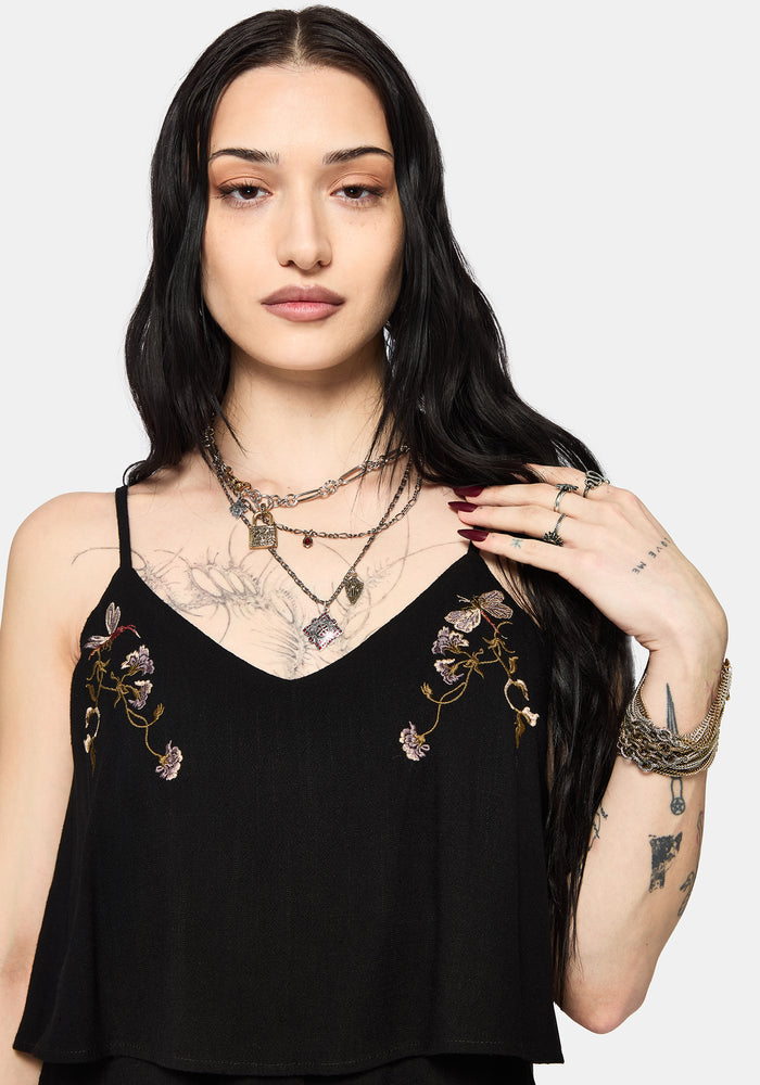 Genevra Embroidered Overlay Playsuit
